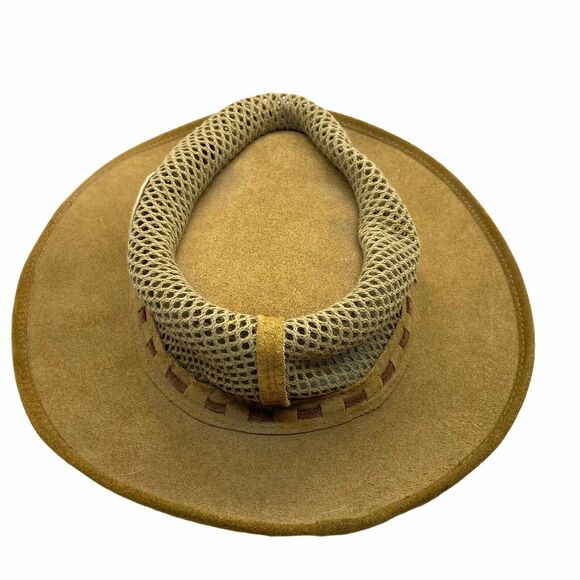Rogue Safari Hat South Africa Unisex Khaki Suede Mesh Retro Size Medium M 6 5/8 - Picture 3 of 16